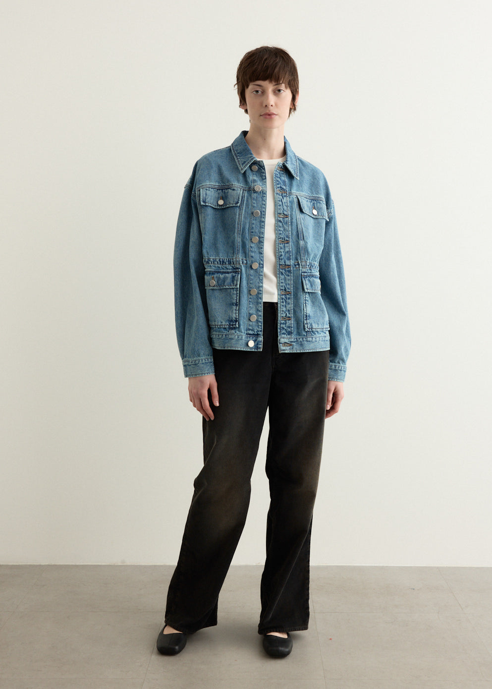 Amy Cinched Denim Trucker Jacket