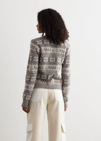 Logo Wool Mix Cardigan