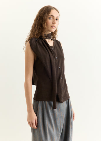 Asymmetrical Sleeveless Cardigan