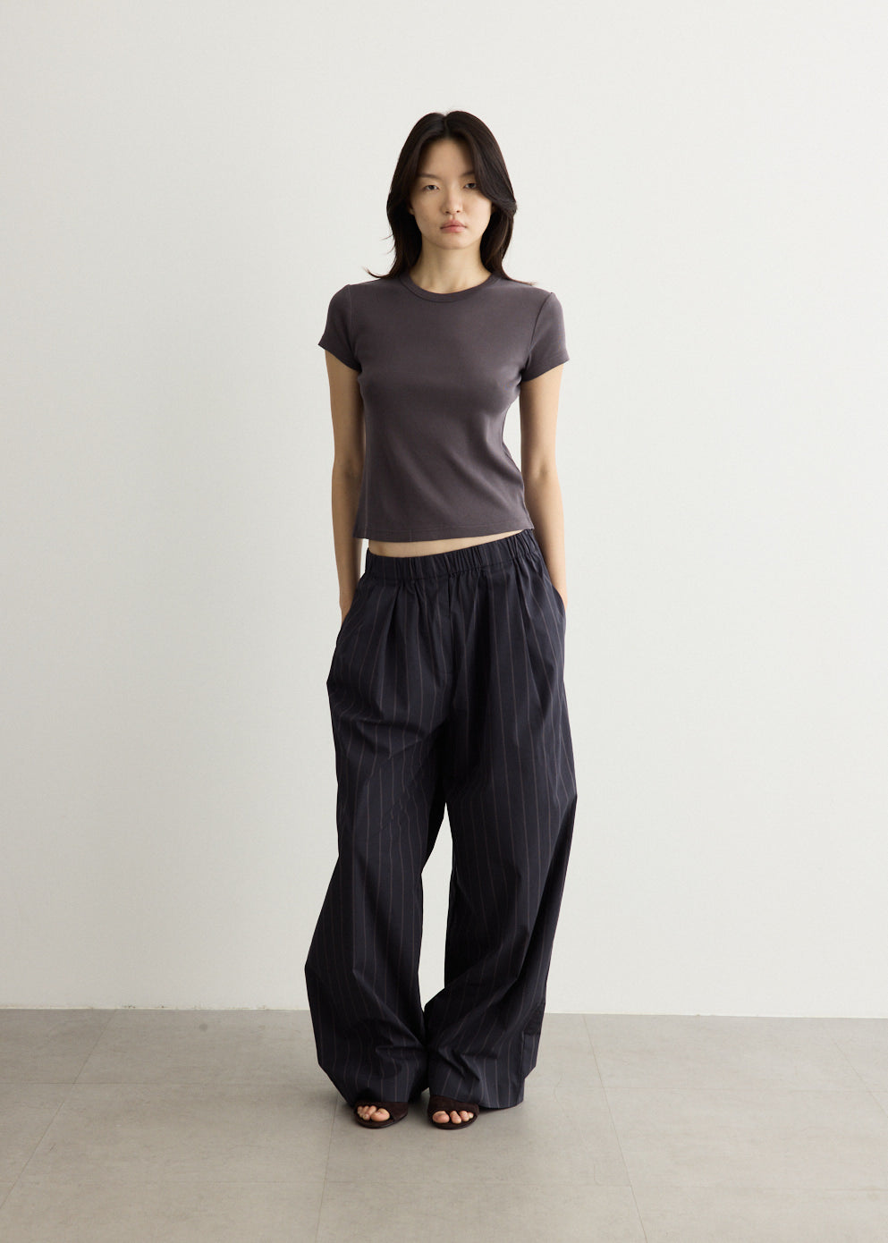 Stripe Relaxed Pleat Pants