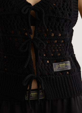 Cotton Mix Tie String Vest