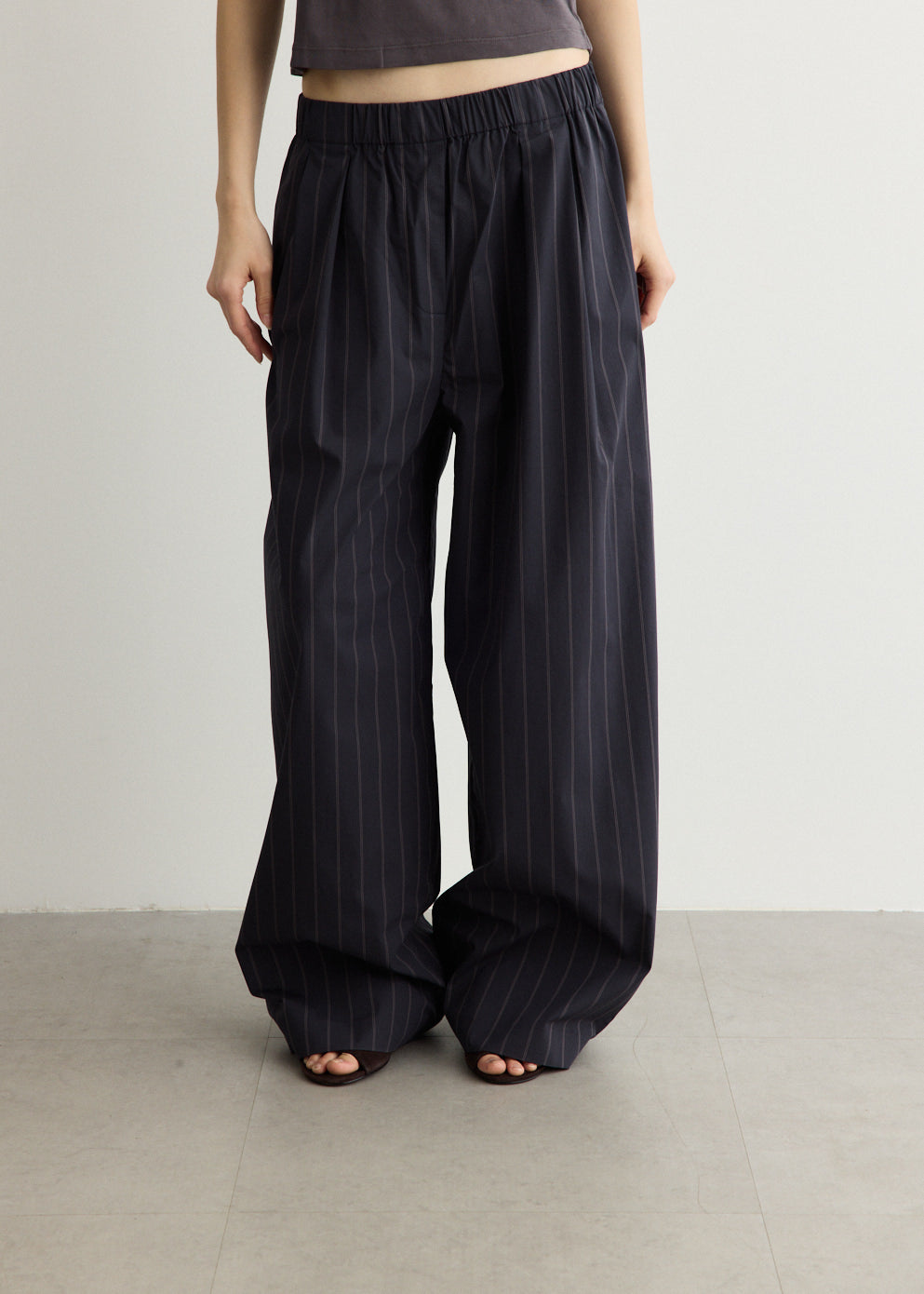 Stripe Relaxed Pleat Pants
