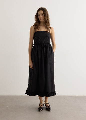 Cotton Poplin Strap Long Dress