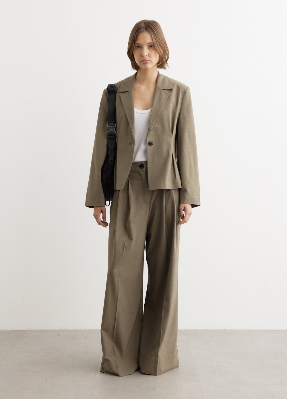 Drapey Melange High Waist Flared Leg Pants