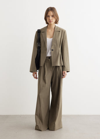 Drapey Melange High Waist Flared Leg Pants