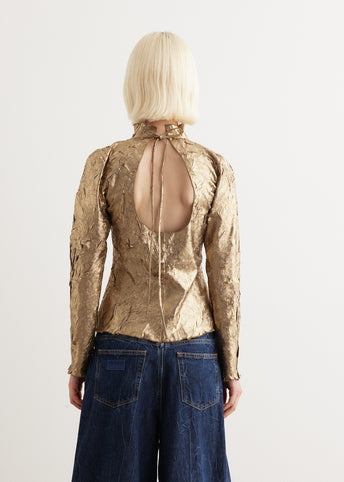 Shibori Pleat Back Cutout Top