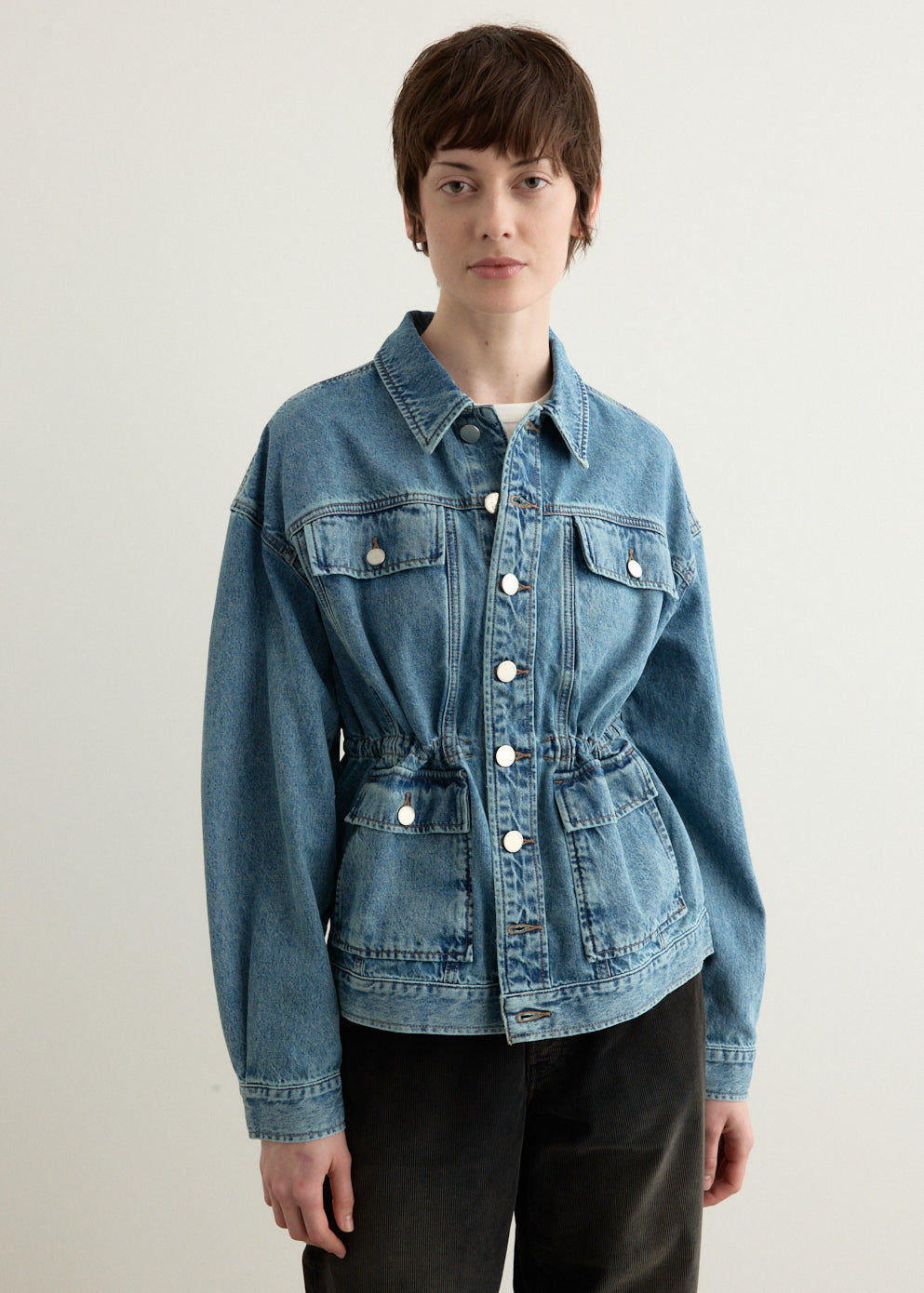 Amy Cinched Denim Trucker Jacket