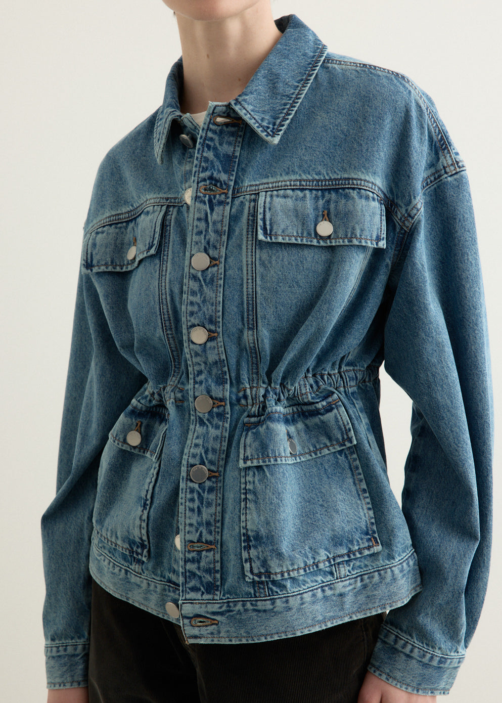 Amy Cinched Denim Trucker Jacket