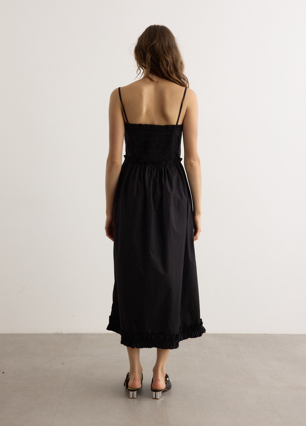 Cotton Poplin Strap Long Dress