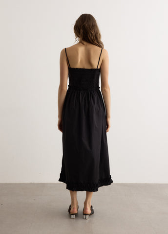 Cotton Poplin Strap Long Dress