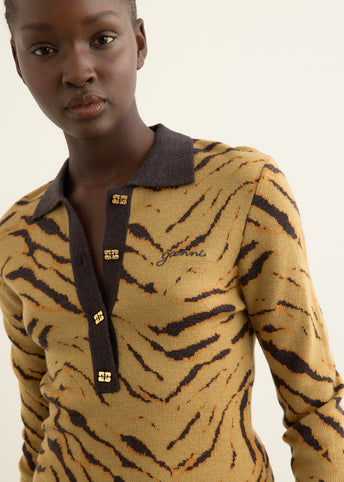Fine Merino Jacquard Polo