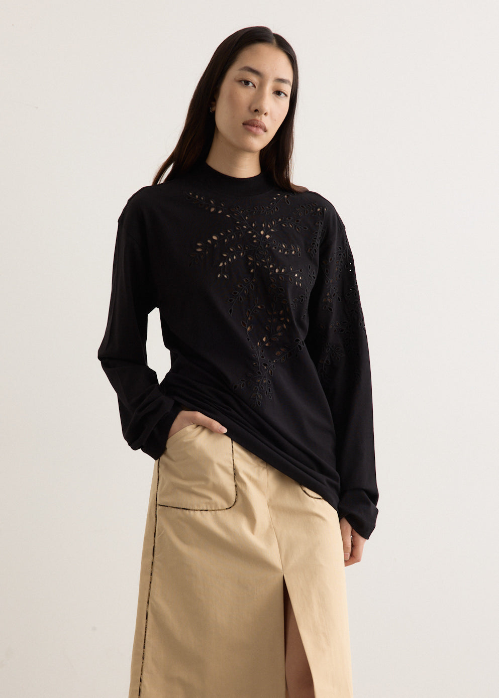 Heger Embroidered Long Sleeve T-Shirt