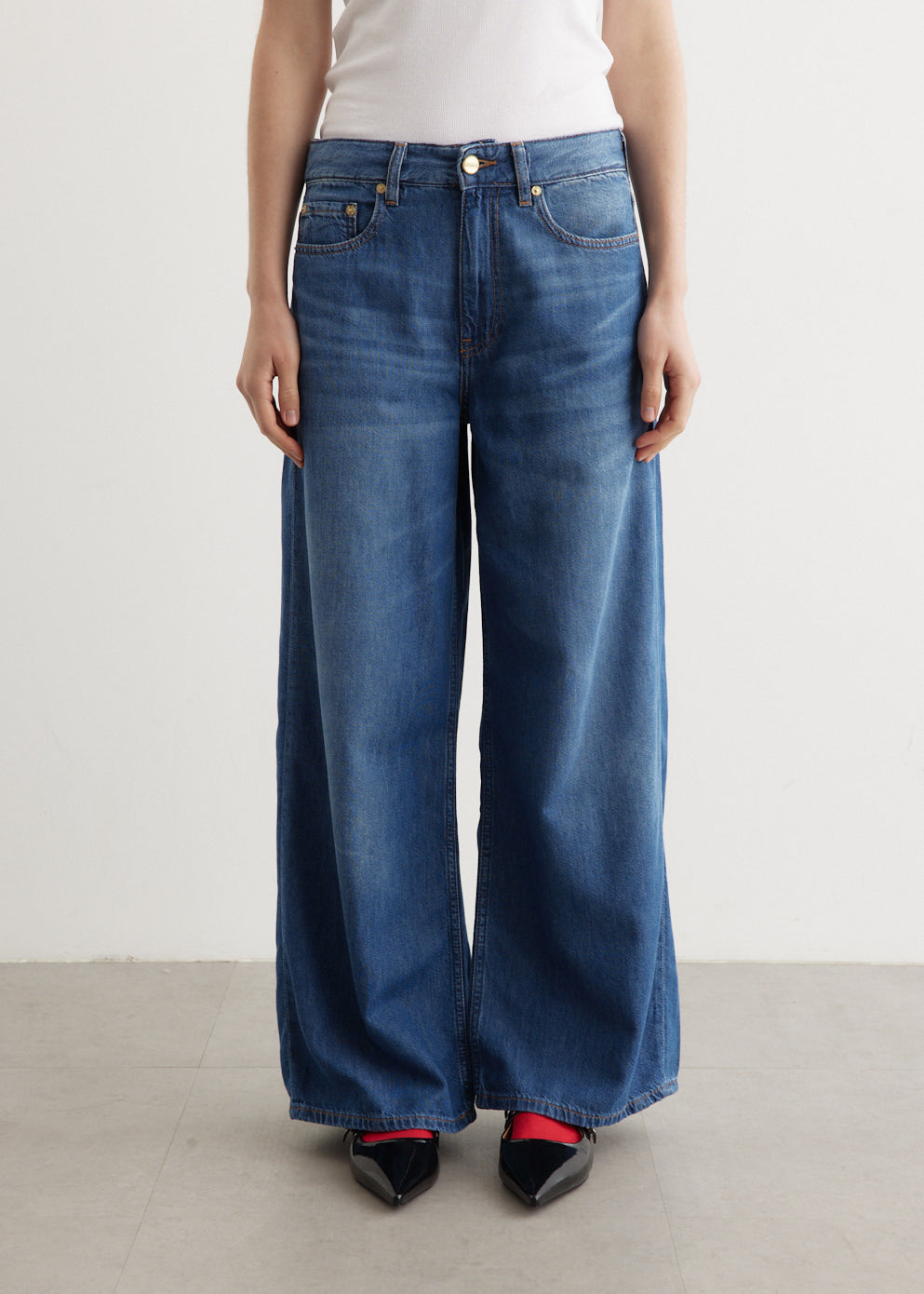 Ganni - Light Denim Wide Jeans - Jean,Specials : American Fashion Style Bags On Sale Ganni - Light Denim Wide Jeans - Jean,Specials : American Fashion Style Bags On Sale