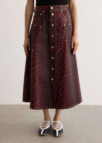 Foil Denim Midi Skirt