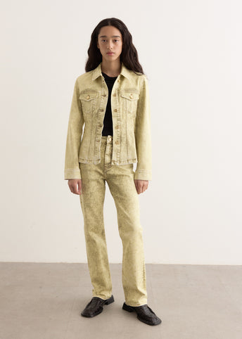 Foil Overdyed Denim Fitted Blazer