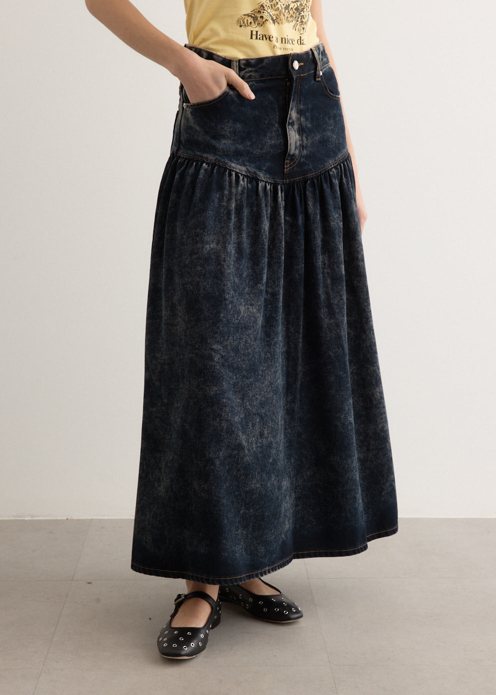 Light Denim Long Skirt