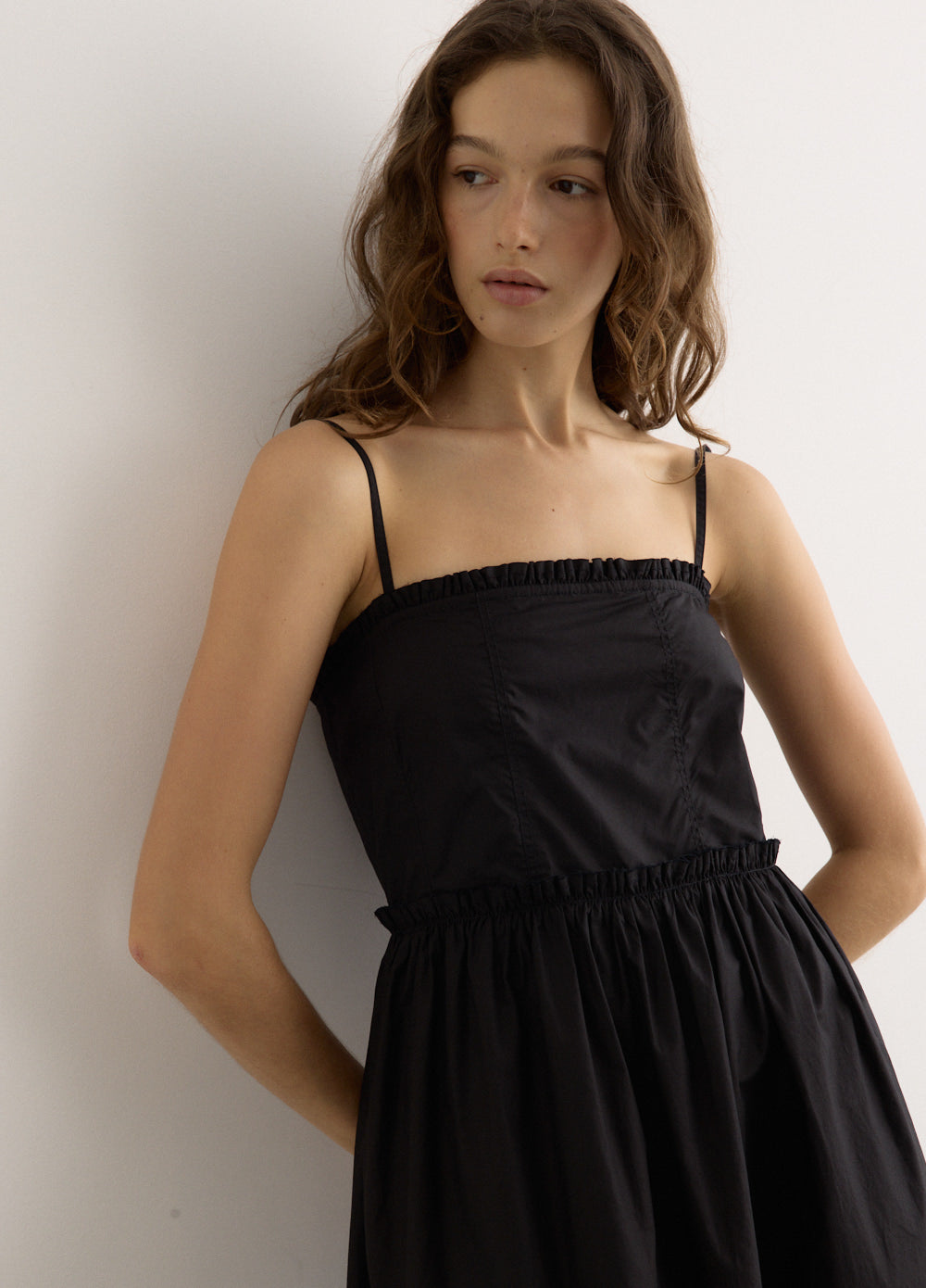 Cotton Poplin Strap Long Dress