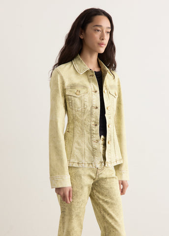 Foil Overdyed Denim Fitted Blazer
