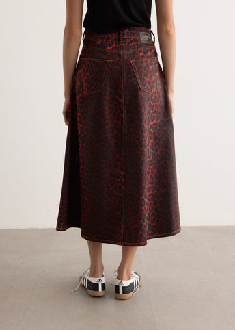 Foil Denim Midi Skirt