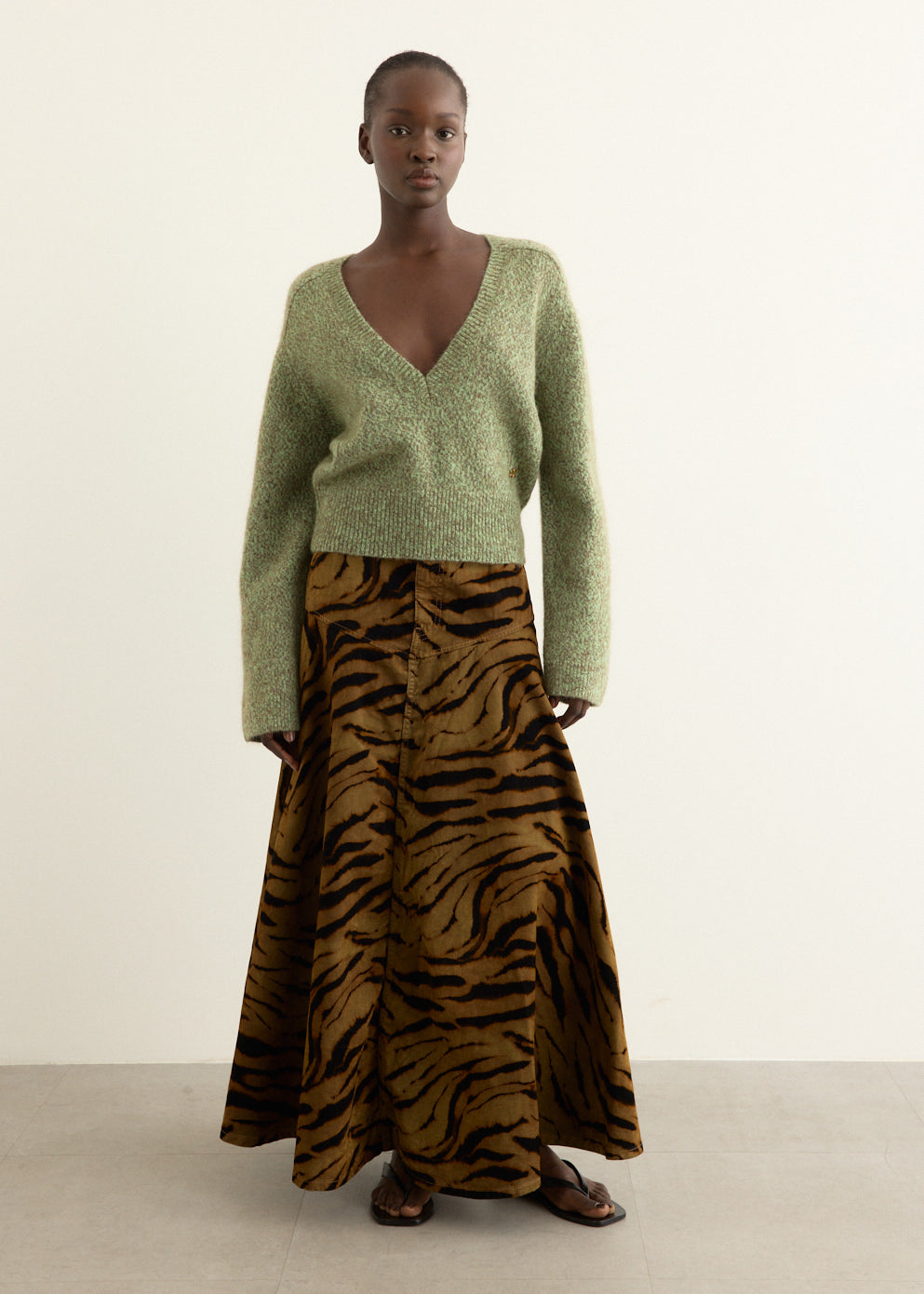 Brushed Mohair Mix Deep V-neck Sweater