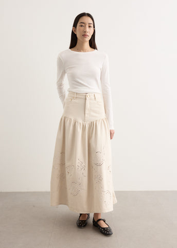 Broderie Anglaise Denim Skirt