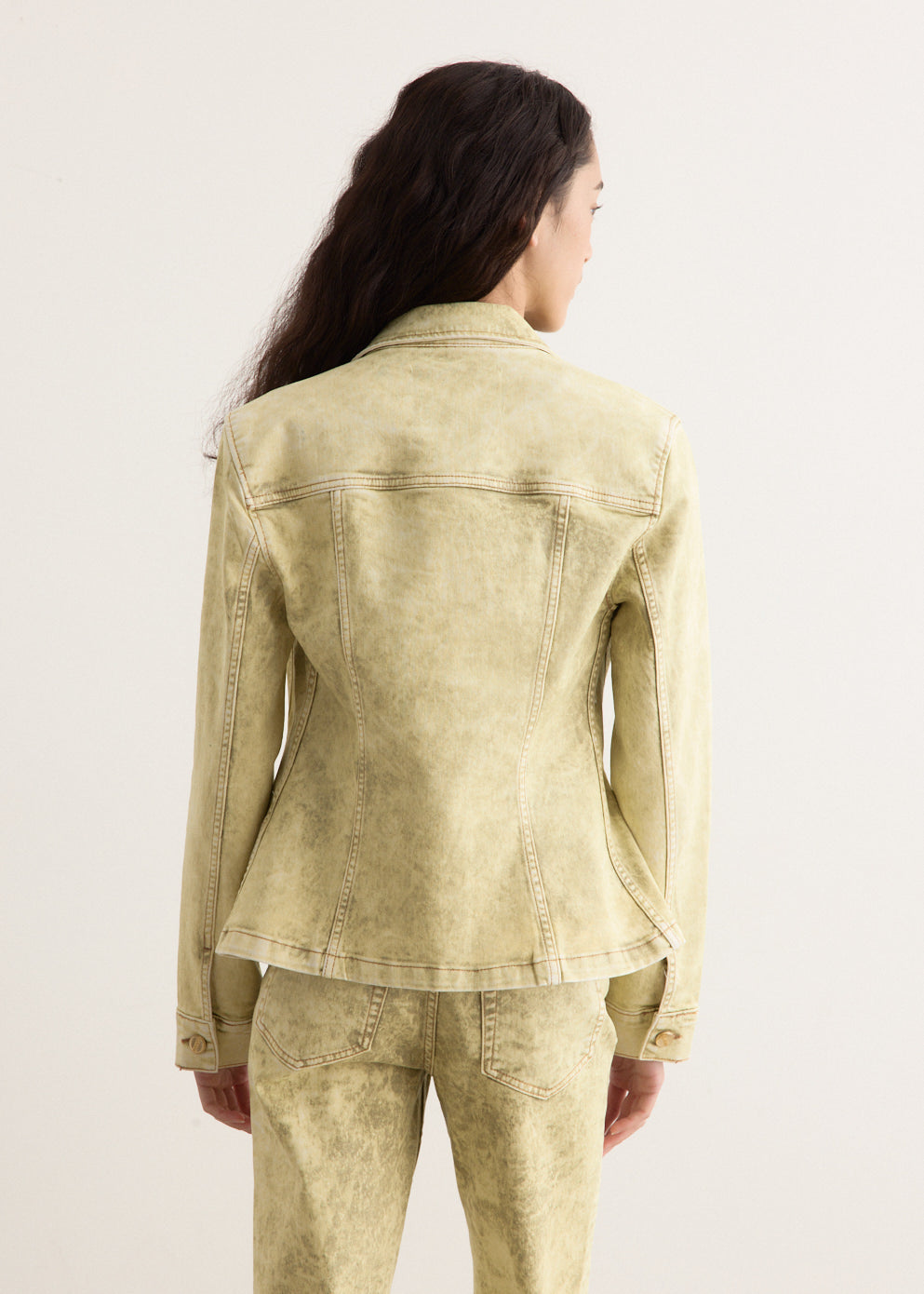 Foil Overdyed Denim Fitted Blazer