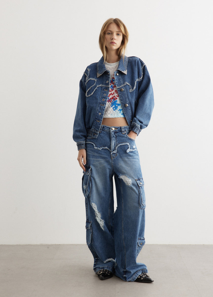 【ANDERSSON BELL】 Mioko Wave Denim Jacket Andersson Bell Mioko Wave Denim Jacket In Blue | ModeSens