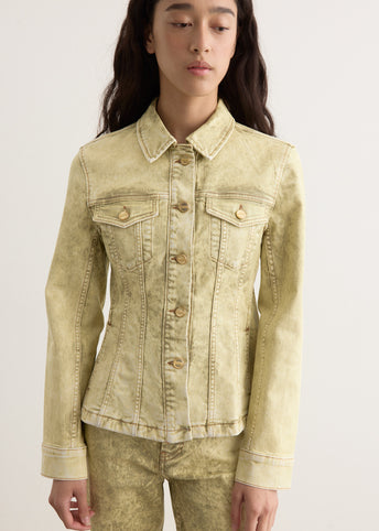 Foil Overdyed Denim Fitted Blazer
