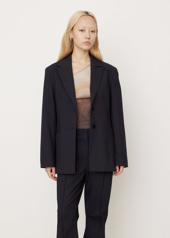Stretch Stripe Fitted Blazer