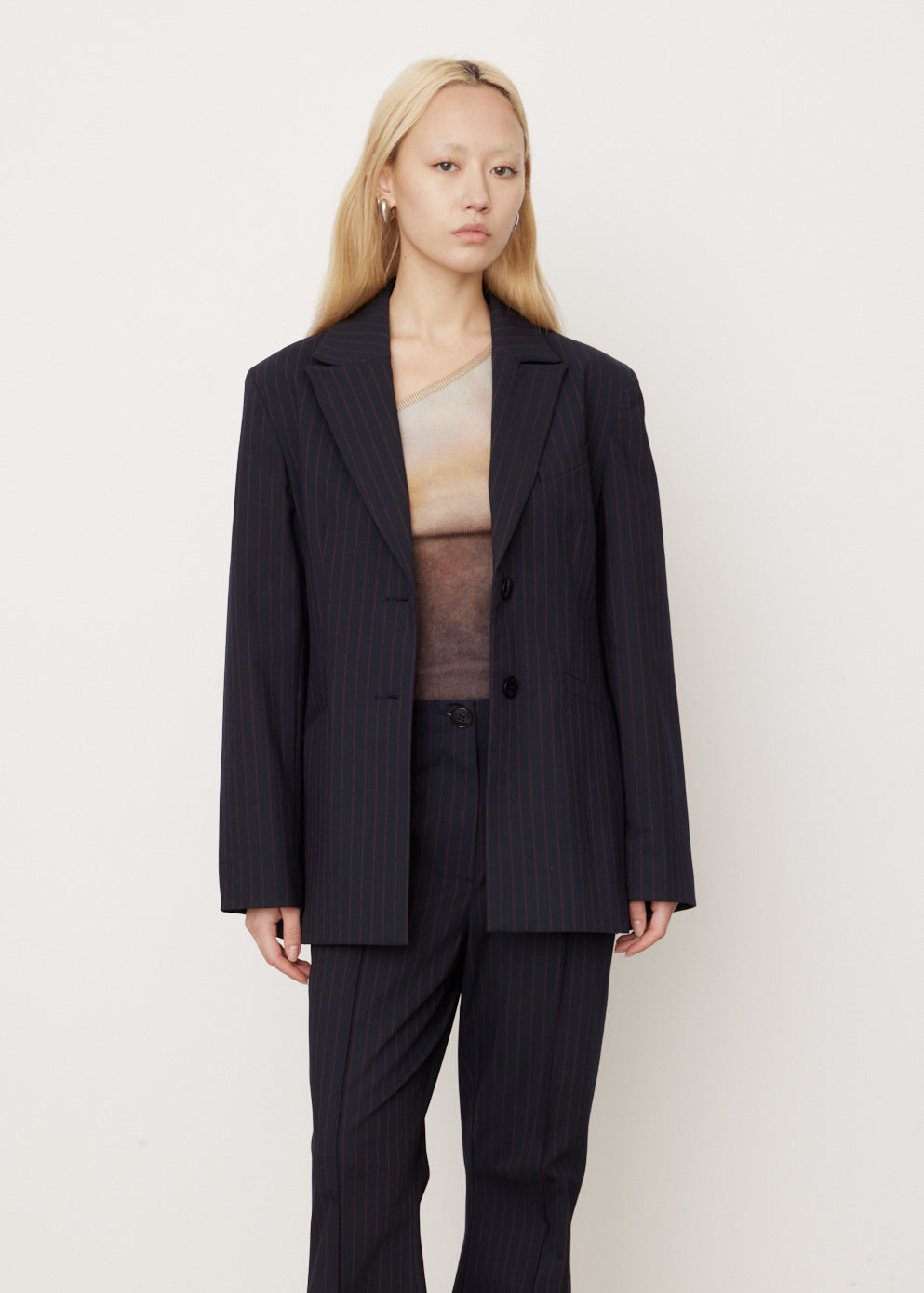Stretch Stripe Fitted Blazer