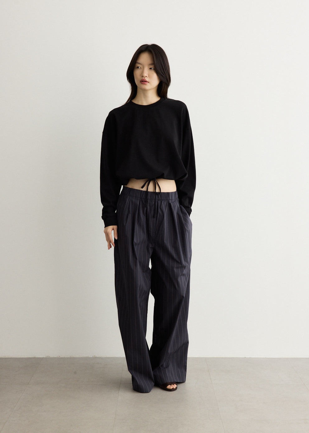 Drawstring Long Sleeve Top