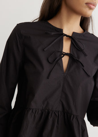 Tie String Peplum Blouse