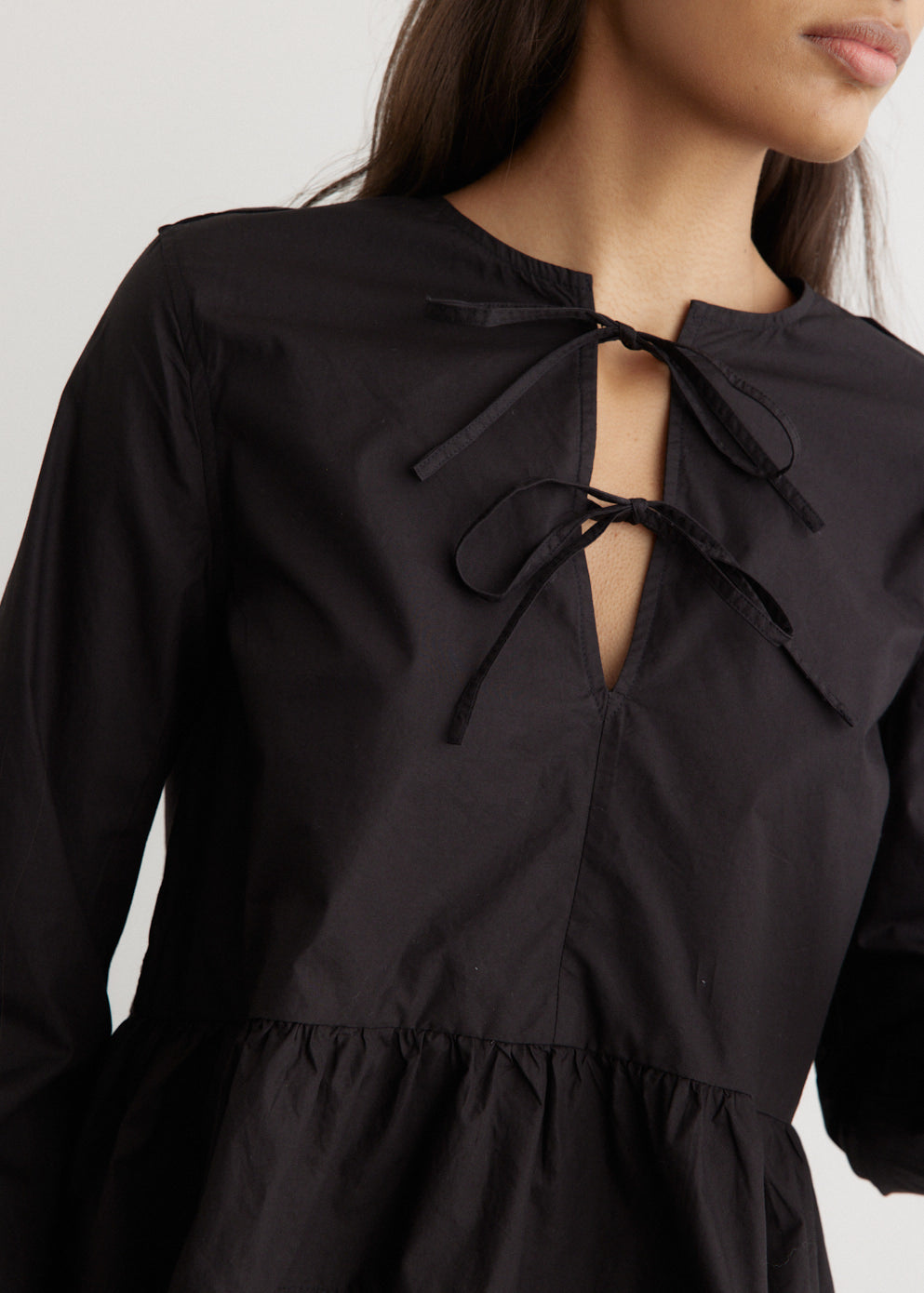 Tie String Peplum Blouse