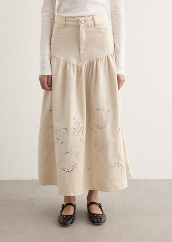 Broderie Anglaise Denim Skirt