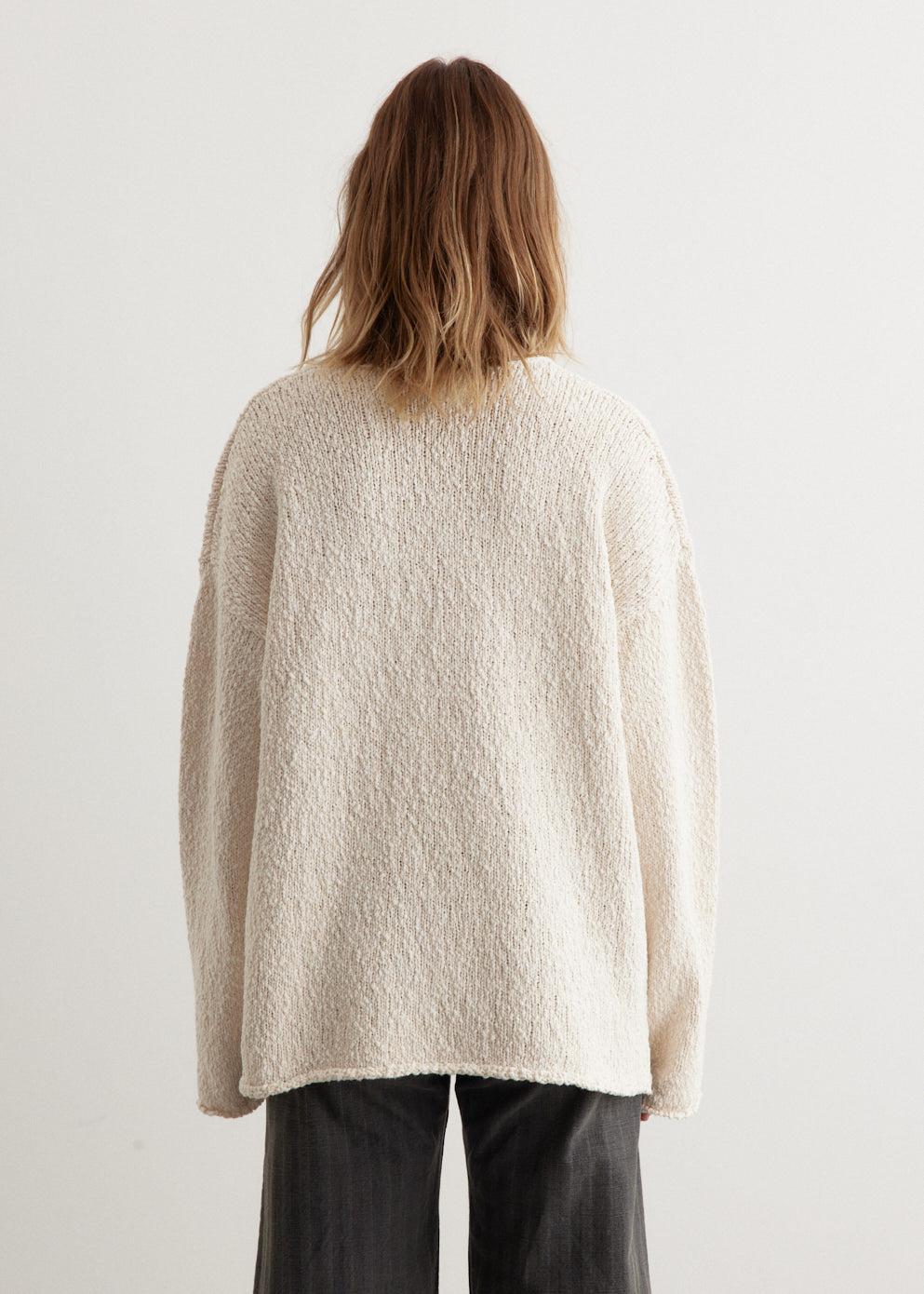 Boucle Knitted V-Neck Sweater
