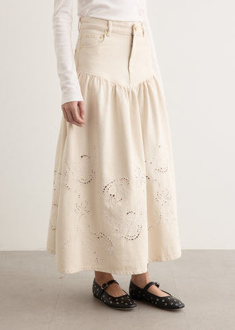 Broderie Anglaise Denim Skirt