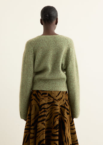 Brushed Mohair Mix Deep V-neck Sweater