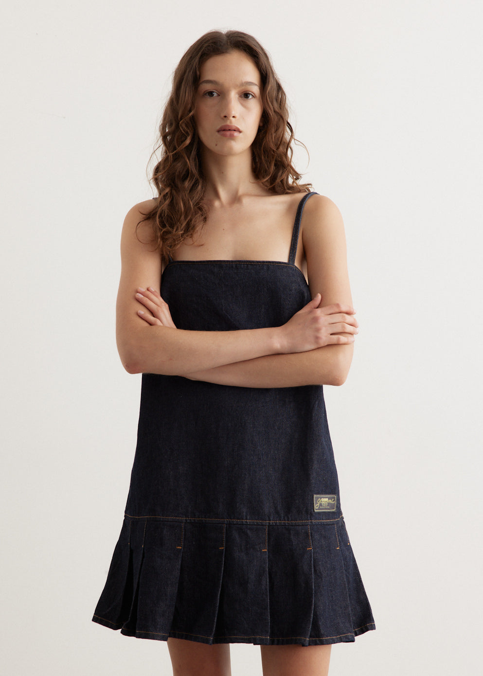 ganni cult denim mini dress Rinse Denim Strap Mini Dress