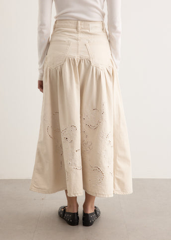 Broderie Anglaise Denim Skirt
