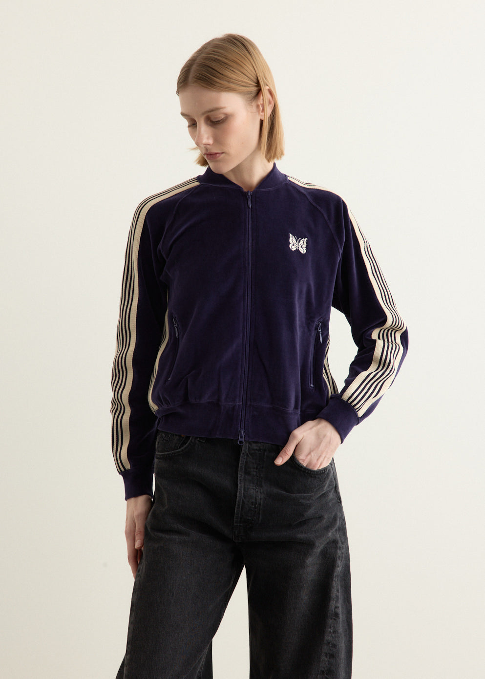 Rib Collar Track Jacket - C/PE Velour