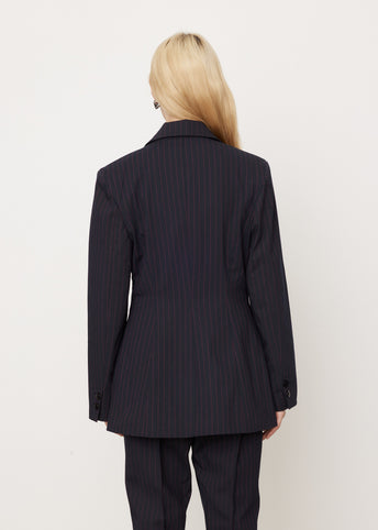 Stretch Stripe Fitted Blazer