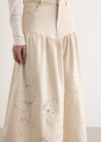 Broderie Anglaise Denim Skirt