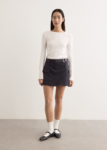 Stretch Stripe Tailoring Mini Skirt