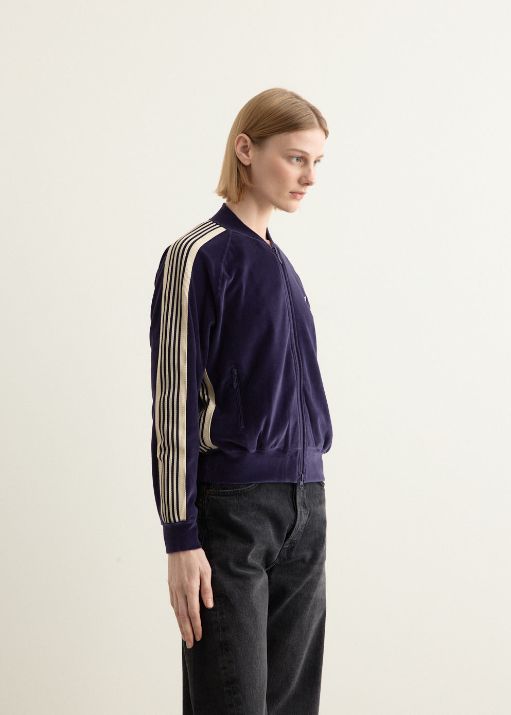 Rib Collar Track Jacket - C/PE Velour