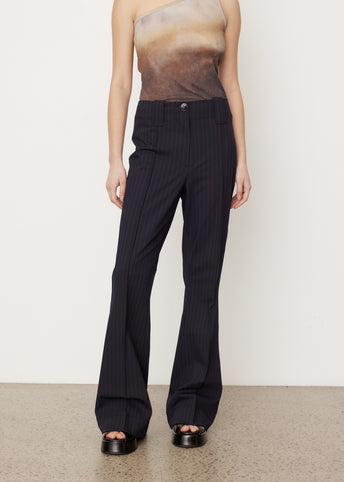 Stretch Stripe Bootcut Mid Waist Pants