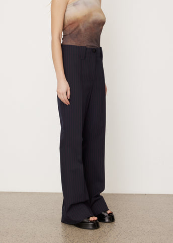 Stretch Stripe Bootcut Mid Waist Pants