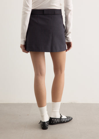 Stretch Stripe Tailoring Mini Skirt