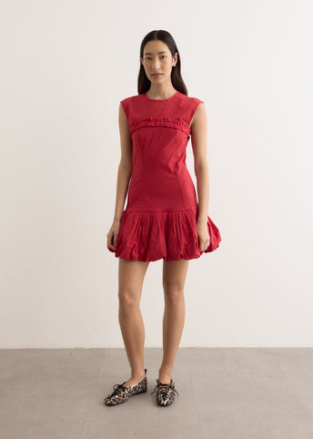 Washed Stretch Cotton Corset Mini Dress