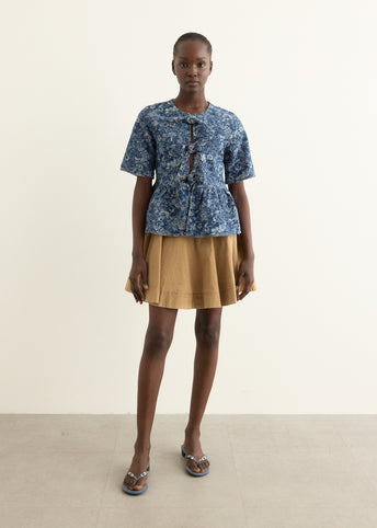 Washed Stretch Cotton Mini Circle Skirt