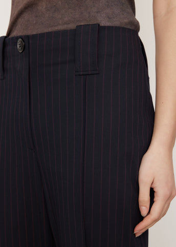 Stretch Stripe Bootcut Mid Waist Pants